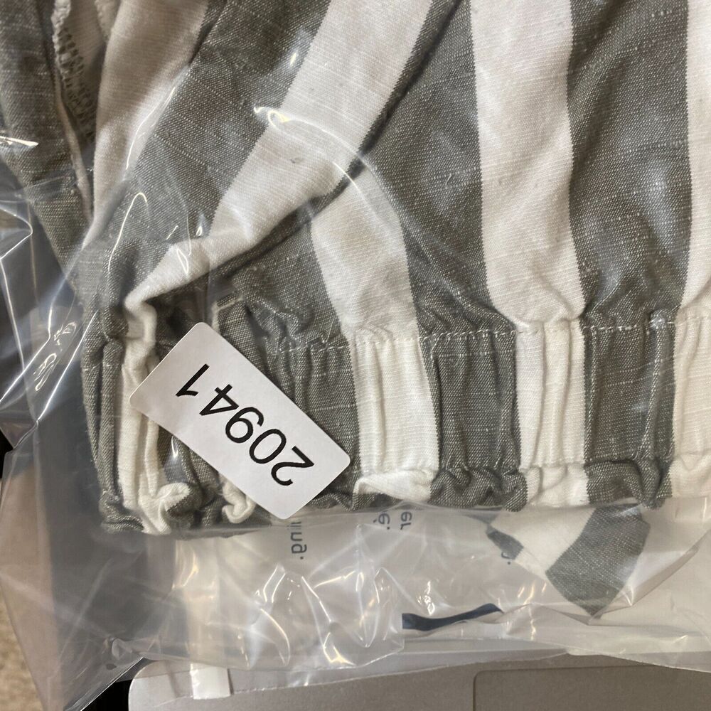 Loft Shorts Women Gray Striped S Small Rayon Mid Rise Chino Elastic Waist - Picture 10 of 10